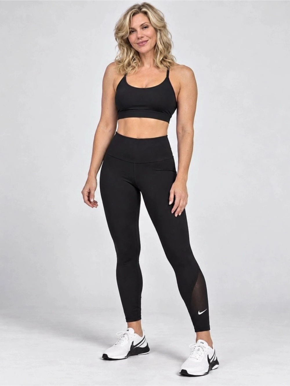 Nike Pro Mid-Rise Mesh-Paneled Leggings Black Leggings